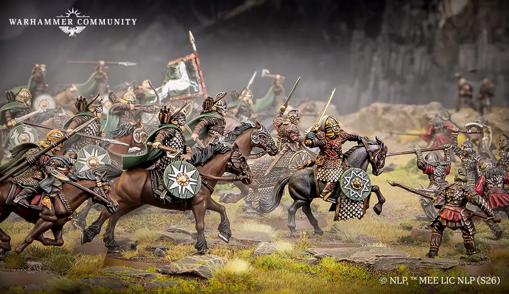 Rohan warrior miniatures charging in defence