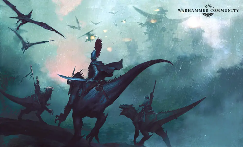 Illustration of Exodites on their home world
