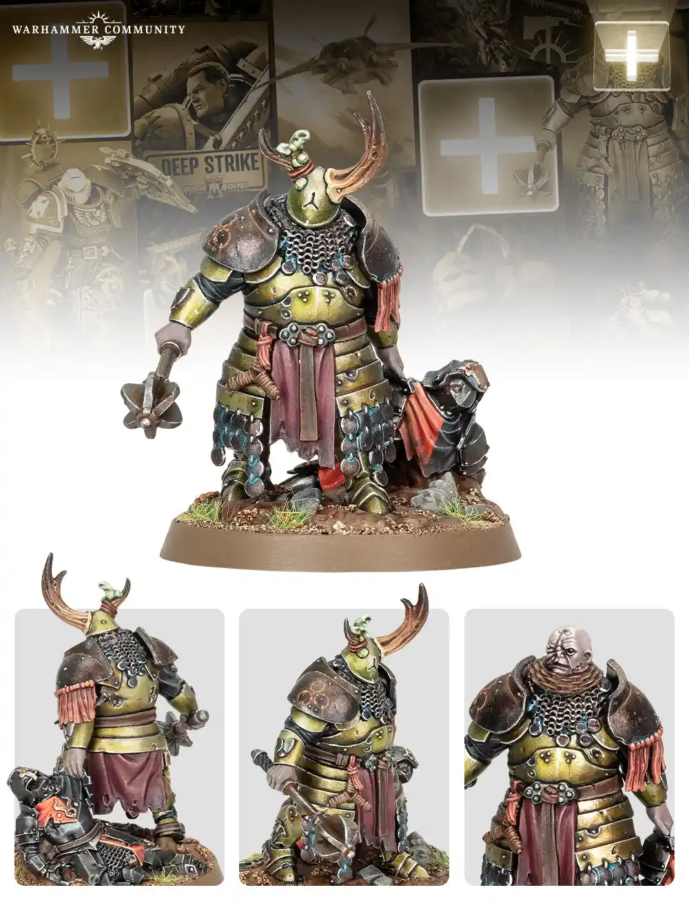 Nurgle warrior dragging a Freeguild soldier.