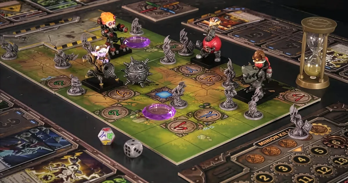 Mechs vs. Minions set up on a table