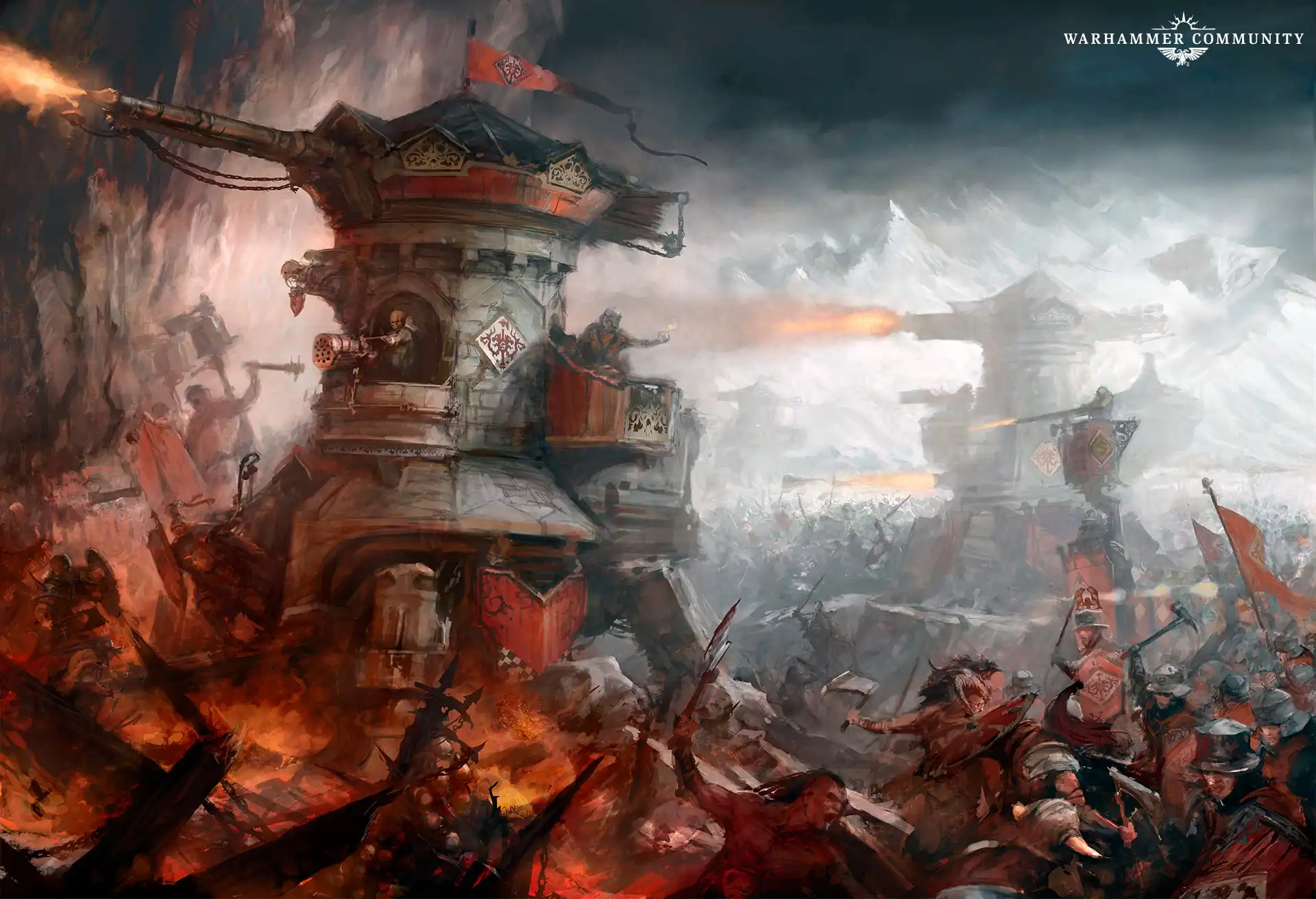 Illustration of a Cities of Sigmar army deployed in Castelite formation