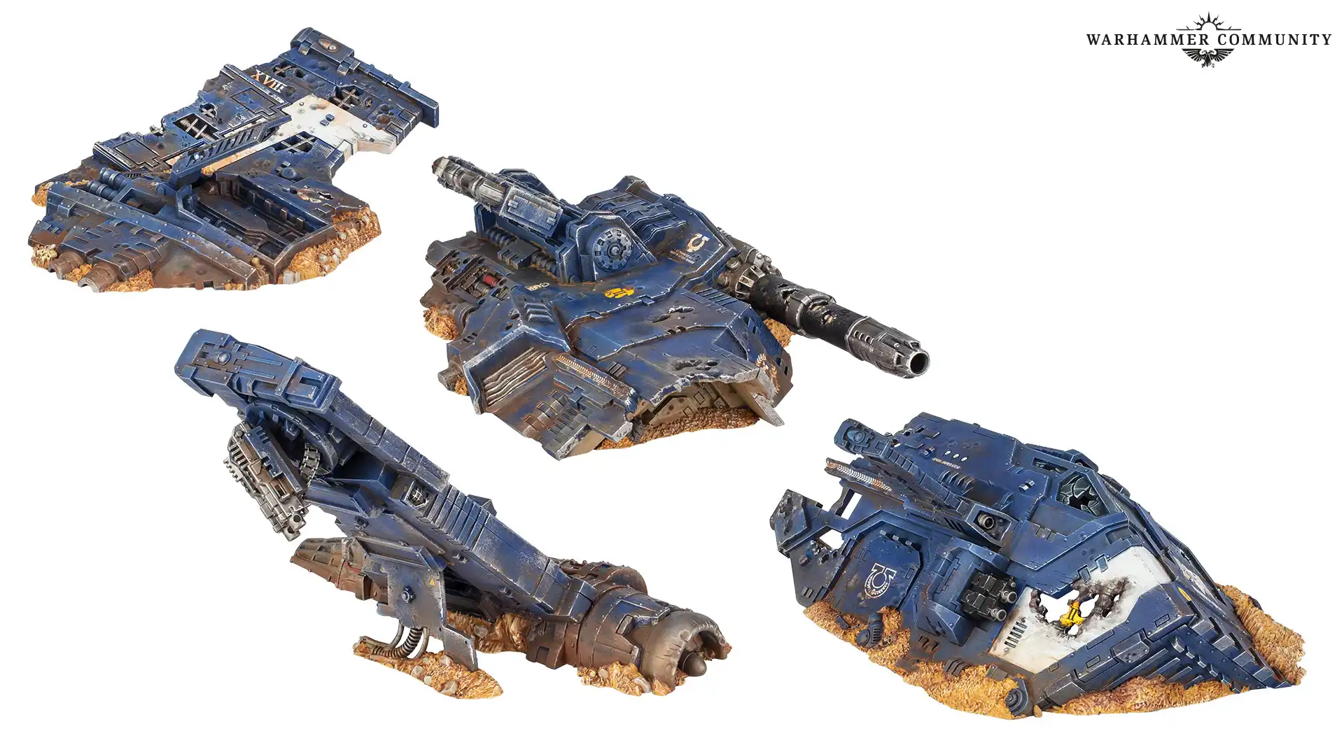 Crashed Thunderhawk assembled as scenery on the gaming table